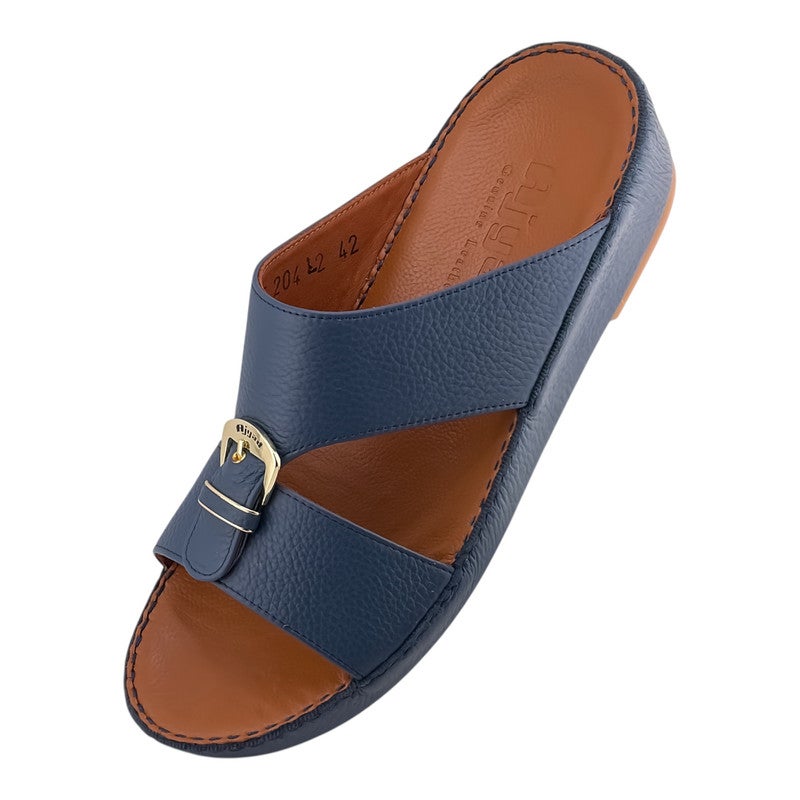 AJYAD Handmade Arabic Sandals For Men | Outdoor Mens Slippers | Everyday Flip Flops Open Toe | Arabic Genuine Shamwa Leather | New Design | Tan Footbed | Comfortable & LightWeight - Image 3